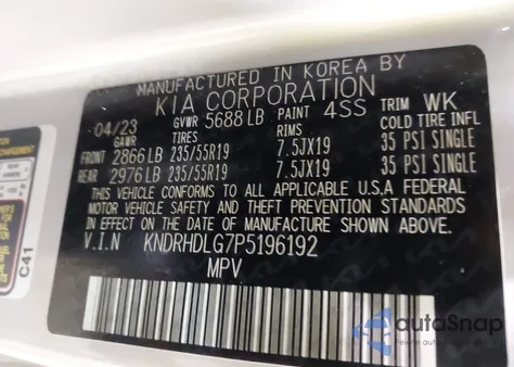 2023 Kia Sorento Hybrid Ex z USA, uszkodzony, nr VIN KNDRHDLG7P5196192